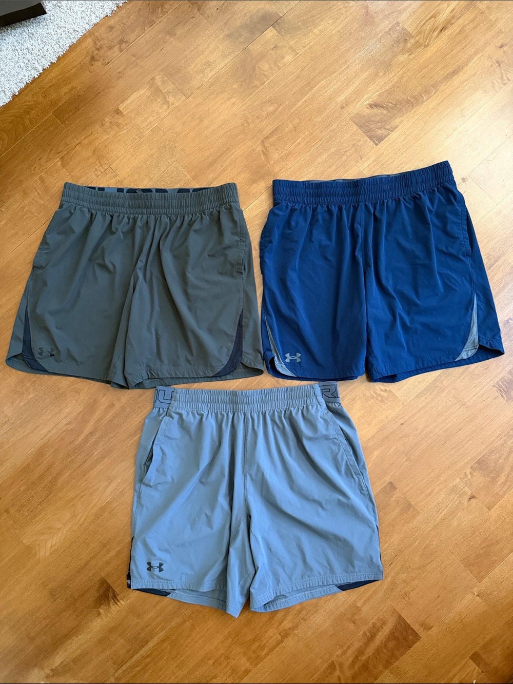 UNDER ARMOUR Men’s Athletic Shorts Pack — Olive, Navy, Light Gray